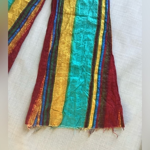 XS cider wide leg lined boho pants striped bold multicolor fun lightweight - Picture 5 of 6